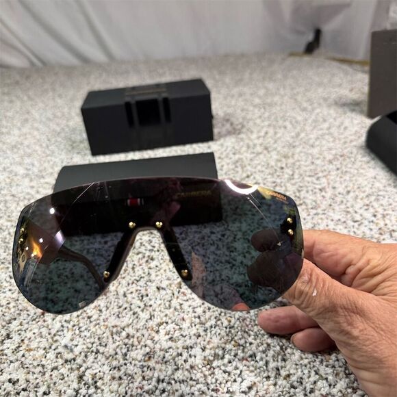 Carrera Oversized Shield Sunglasses Multicolor Frame Pink Mirrored Lens - Picture 3 of 9